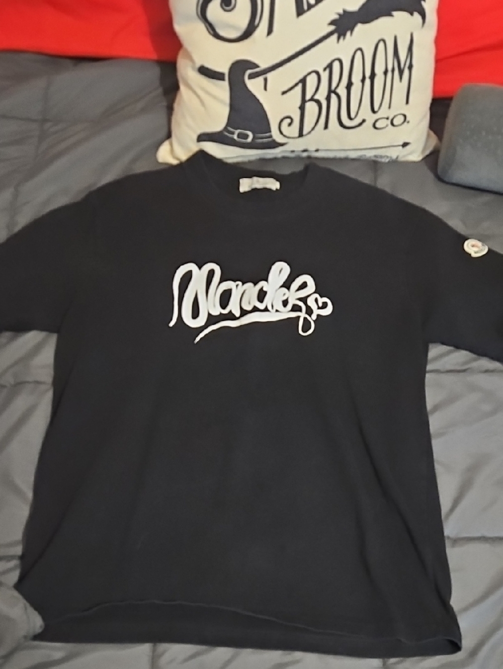 Moncler Black Logo Heart Tee Shirt Size M